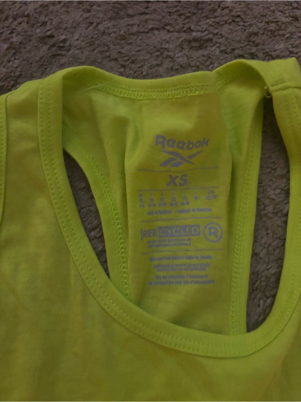 NWT Reebok Acid Yellow Neon XS Racerback Tank - Picture 3 of 6